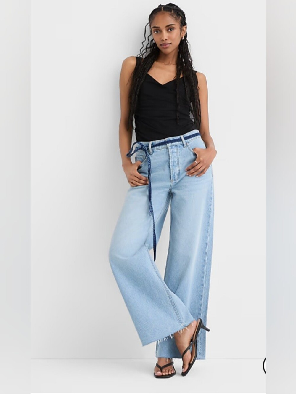 LOFT NWT Rivete Petite Fresh Cut High Rise Wide Leg Light Blue Jeans Sz 27